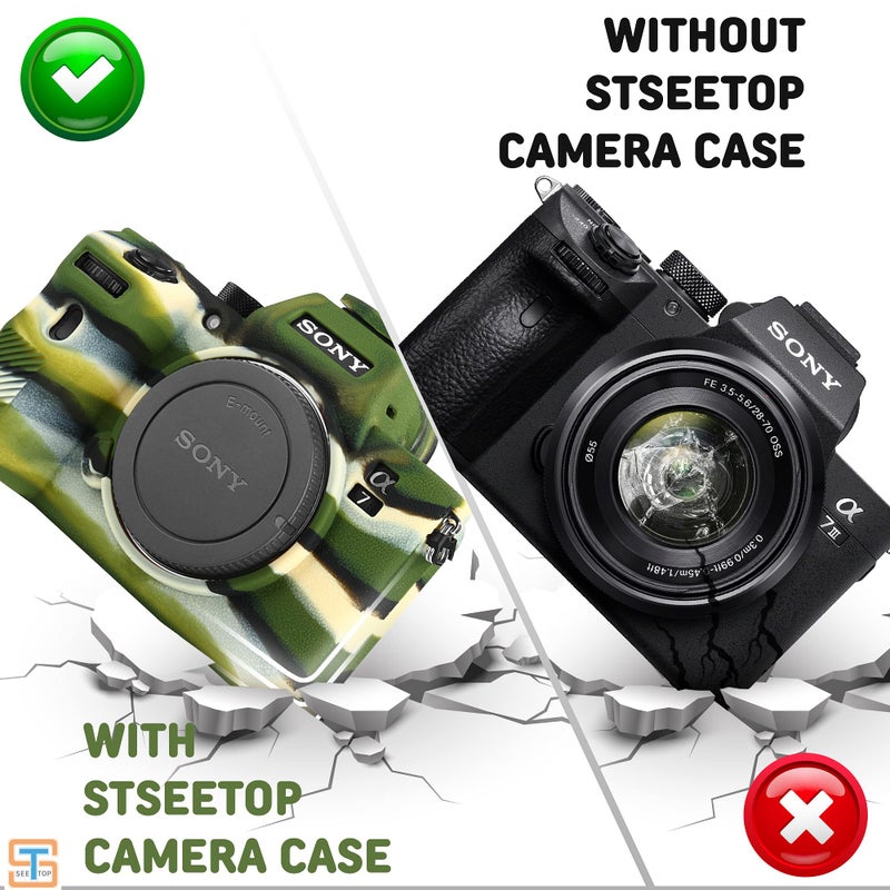 STSEETOP Camera Case Compatible with Sony A7III A7RIII Sony ILCE-7RIII A73 A7R3 - Protective Silicone DSLR Skin Cover, Detachable Cage, Shockproof, Dustproof(White) - Image 5